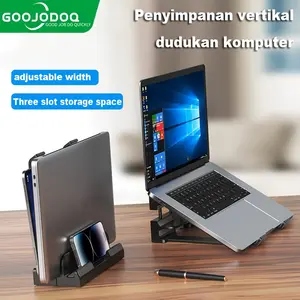 GOOJODOQ Dual-use desktop tablet stand Laptop stand adjustable height vertical storage rack adjustable width