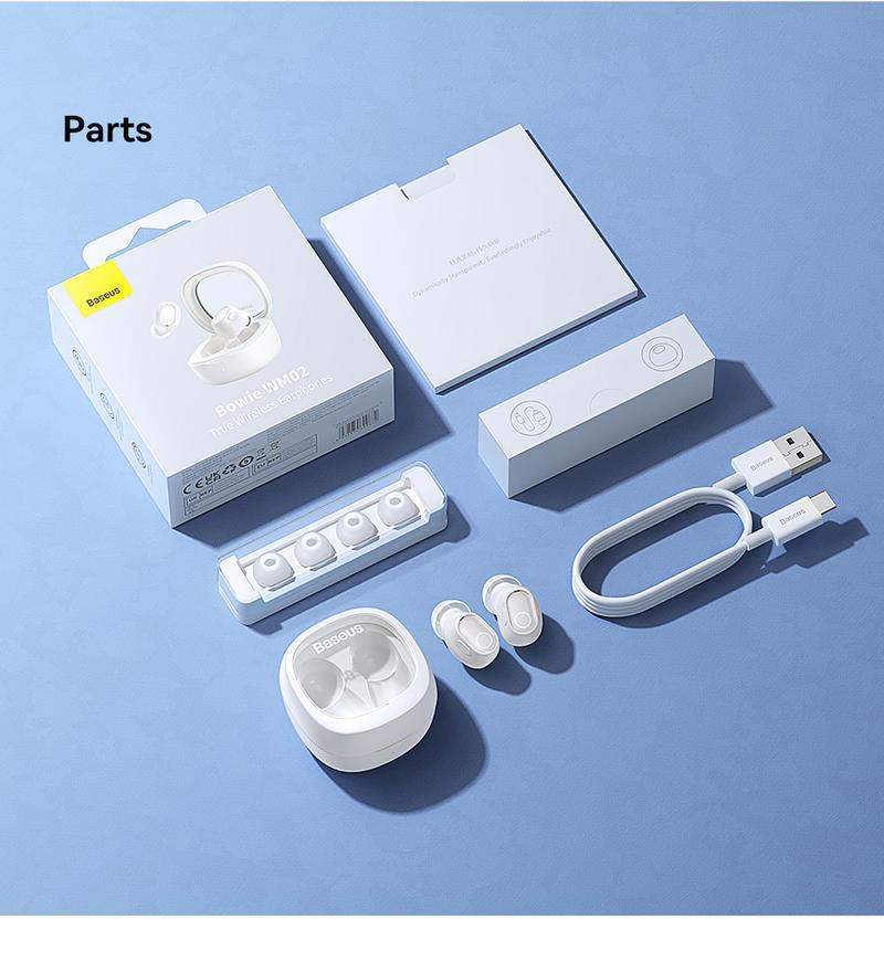 Product Introduction of Baseus Bowie pw02 TWS 5.3 Bluetooth earbuds smart noise reduction in-ear headset built-in microphone touch control true wireless earphone strong Bass Audio earphones 17