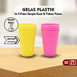 Set Gelas Plastik Warna Gelas Minum Plastik Isi 4 Gelas Plastik Praktis Tidak Mudah Pecah 1 Set