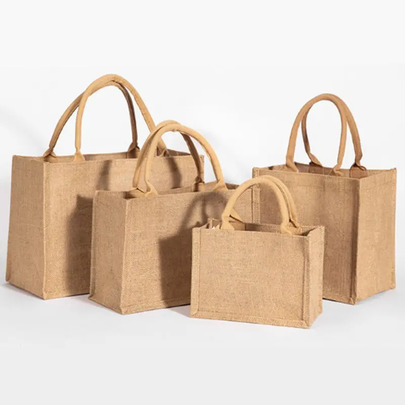 Túi Tote Vải Lanh Cổ Điển Cho Nữ, Ví Mua Sắm, Túi Xách Đi Biển Mùa Hè, Túi Tự Làm Retro, Tay Cầm Đầu Sinh Thái Di Động, Nhiều Kích Cỡ, Túi Mua Sắm 1