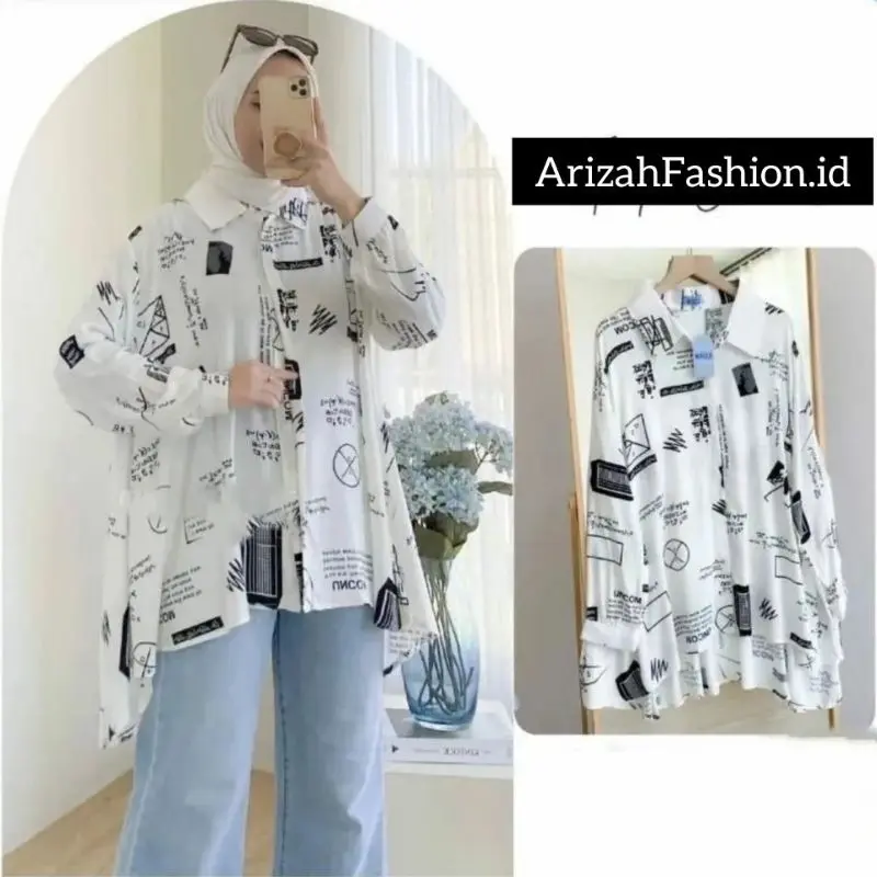 KEMEJA OVERSIZED RAYON MOTIF TERBARU | Atasan Vintage Oversize Wanita Terlaris|Kemeja Hawaii Muat Jumbo| Nyaman dipakai Part 1 Katun Santai Santai Panjang viral 6