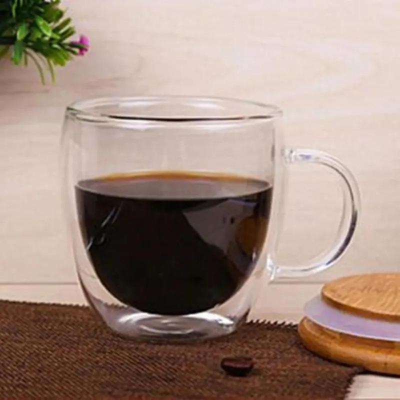 Glass Coffee Cup, 1 Count Double Walled Clear Glass Cup, Coffee Mug, Tea Cup, Drinkware for Home & Outdoor Use, Gifts for Her 7