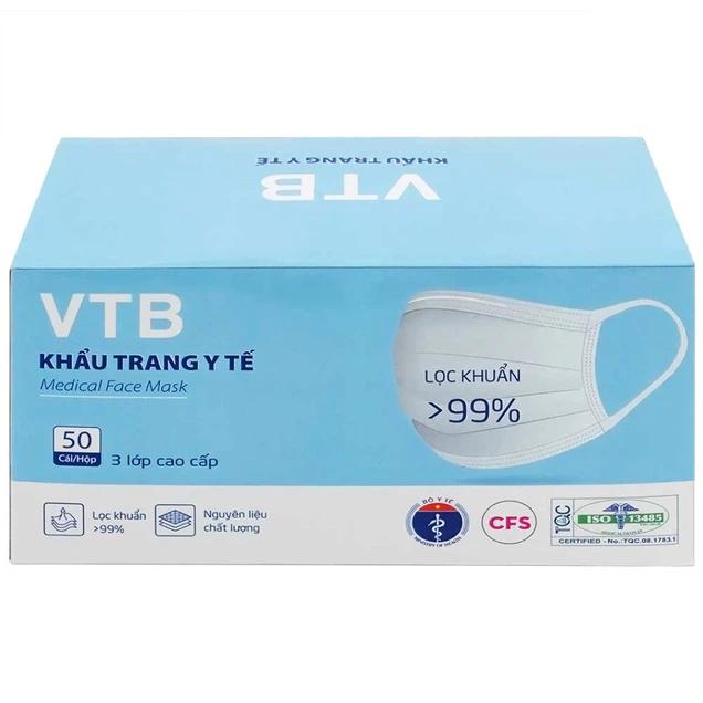 Product Introduction of ￼Khẩu trang y tế VTB màu trắng 3 lớp hỗ trợ ngăn khói, bụi, kháng khuẩn (50 cái) 18
