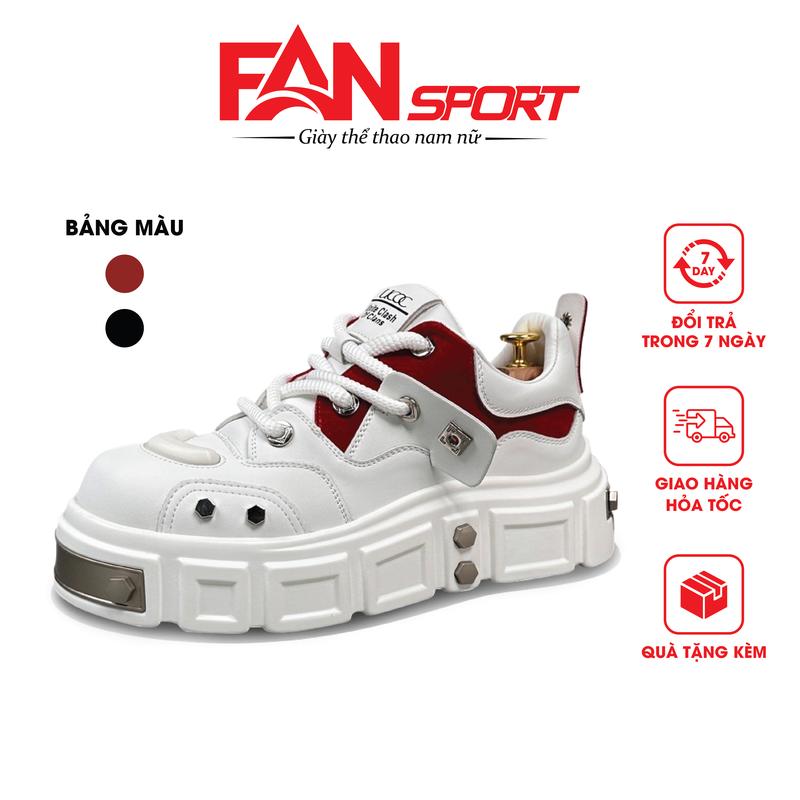 Giày Thể Thao Nam Fan Sport - G50_01, Giày Nam Cao Cấp 2 Màu Cá Tính, Giày Da Siêu Mềm, Đế Cao Su Non Giả Đinh Đồng Hầm Hố Cao 5cm