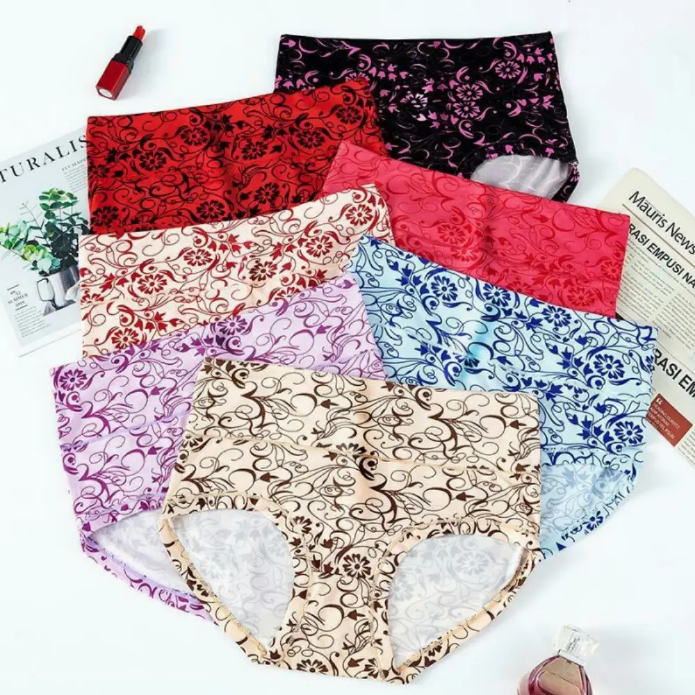 High Waist Panties For Women Plus Size Skin Friendly Underwear Cotton Crotch Briefs For Middle-aged And Elderly Breathable Underpants