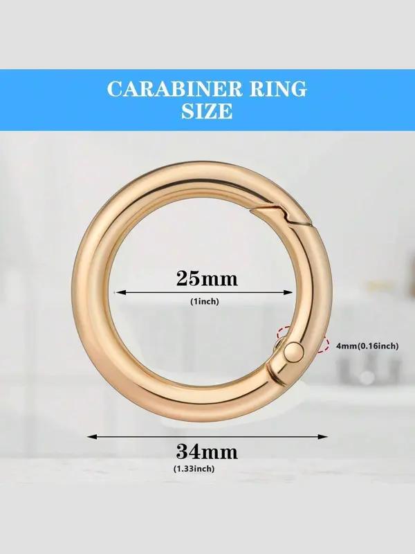 Spring Design At Opening Metal Spring O Ring, 5 Counts Durable Round Spring Snap Carabiner Clip Buckle, Diy Bag Accessories for Keyrings, Bags, Purses 7