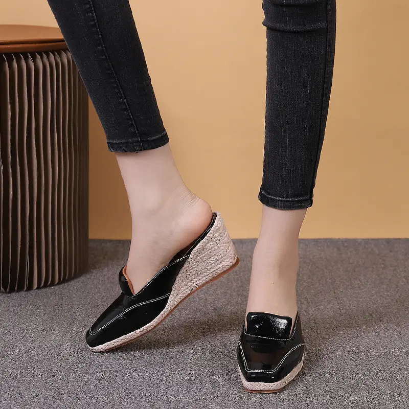 2025 European and American Fashion Hot Girl Style Straw Woven Wedge Sandals for Women, Wear-Resistant Platform Height Increasing Non-Slip Holiday Shoes, in Stock and Fast Delivery Bohemian Style Home Outdoor Shoes, Slimming and Versatile