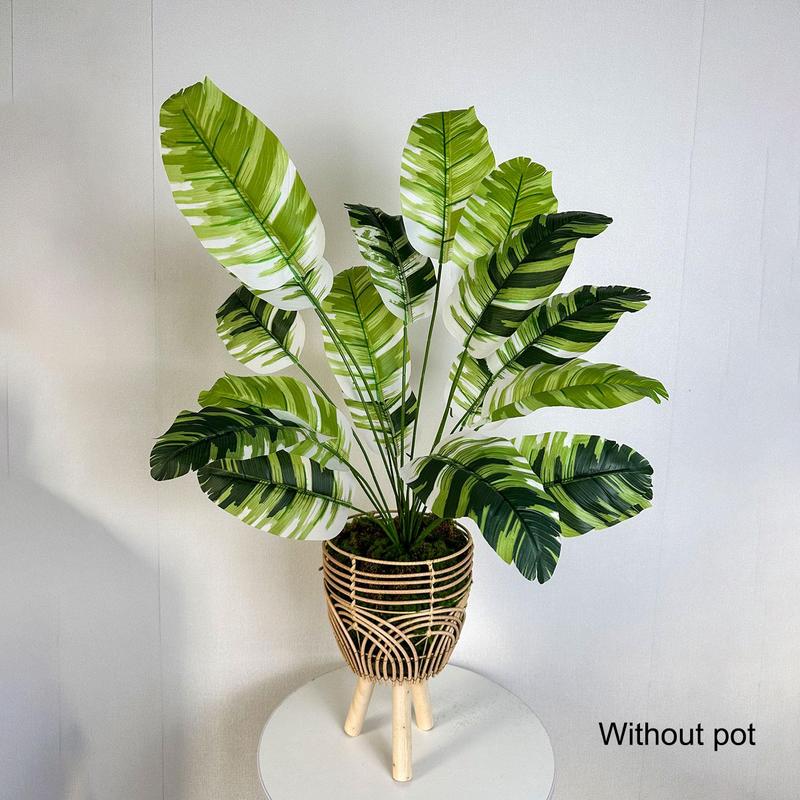 Product Introduction of Artificial Leaf Plant without Pot, 1 Count Plastic Leaf Fake Plant Branch, Ornamental Indoor Artificial Plant for Home Decor Office 5