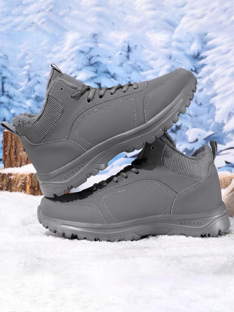 Product Introduction of Men's Winter Warm Thermal Lined Hiking Shoes, Casual Sporty Outdoor Walking Shoes, Male All-match Shoes for Daily Wear 2