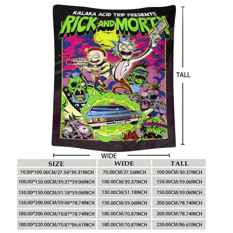 Rick and Morty Pattern Blanket, 1 Count Casual Soft Throw Blanket, Air Conditioning Blanket, Warm Nap Blanket for Home Office Travel 1