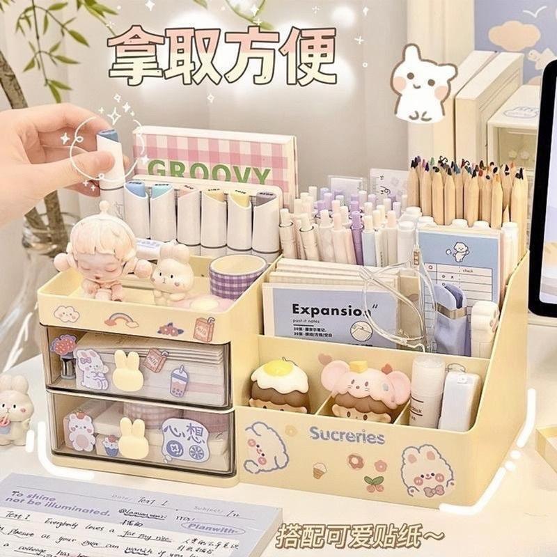 Hộp đựnġ bút để bàn 3 tầng kệ để đồ văn phòng decor bàn làm việc chia ngăn kéo đa năng - TẶNG KÈM STICKER DÁN TRANG TRÍ 4