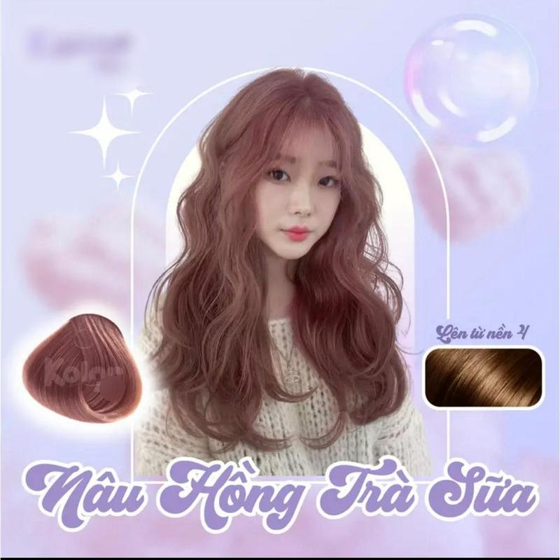 Thuốc Nhuộm Tóc Tại Nhà Màu NÂU HỒNG TRÀ Không Tẩy Tặng kèm Oxy và Găng tay Đổi Màu Tóc Nữ