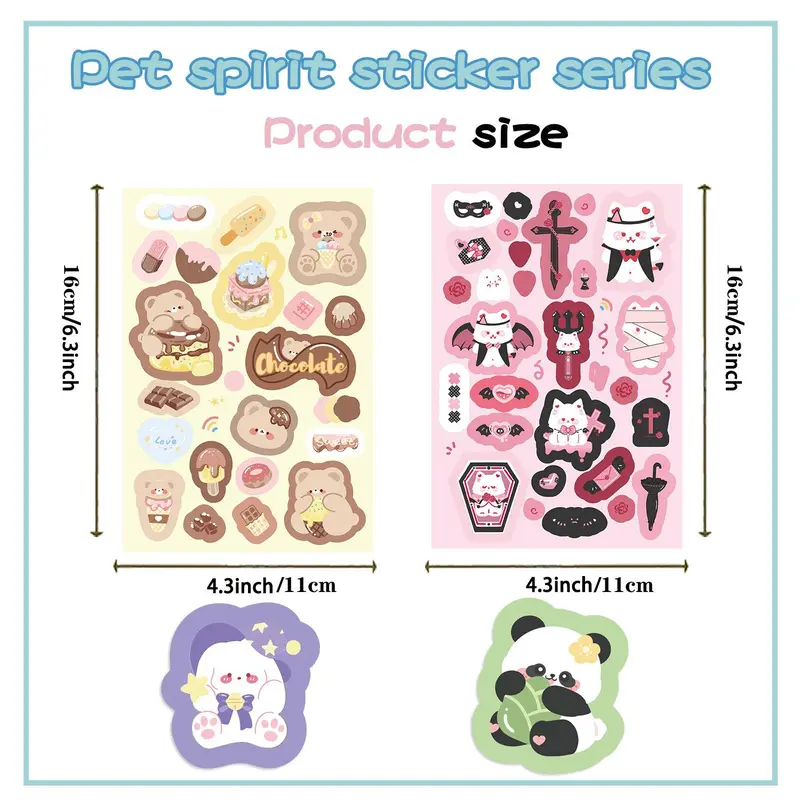 Cute Animal Pattern Sticker, 8 Counts/set Colorful Waterproof Sticker, Vinyl Cute Aesthetic Sticker for Water Bottle, Laptop, Phone, Skateboard, Decor 1