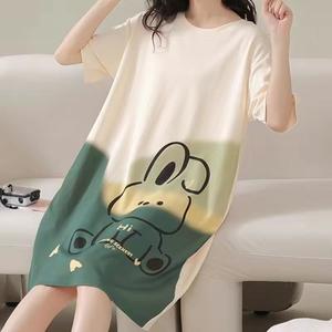 ชุดนอนสตรี แขนสั้น ความยาวปานกลาง ชุดนอน พลัสไซส์ ชุดใส่อยู่บ้านผ้าฝ้าย สไตล์หวาน มาใหม่สำหรับฤดูร้อน 2025 เหมาะสำหรับนักเรียน