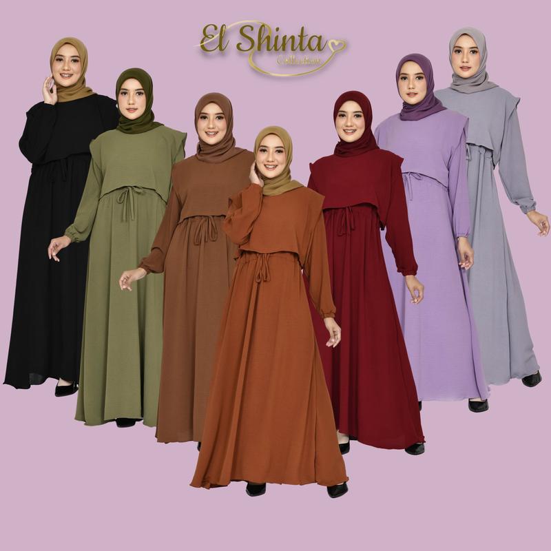 Product Introduction of Alesha Dress Maxi Gamis Crinkle Airflow ALL SIZE FIT XL By El Shinta Collection 27