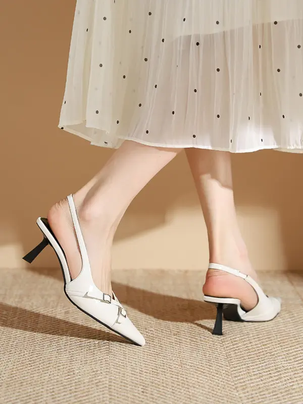 Women's Elegant Solid Color Stiletto Slingback Heels, Fashionable Pointed Toe High Heel Shoes for Party, Daily Clothing Decor for Women & Girls 6