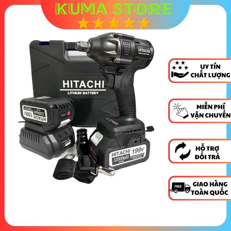 Máy siết bulong, bắn vít  Hitachii bộ 2 pin lõi đồng KHÔNG PHỤ KIỆN 5