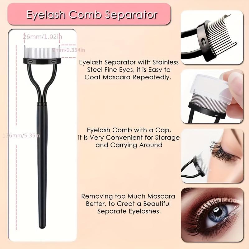 Eyelash Curler & Eyebrow Brush Kit, 1 Count Eyelash Curler & 1 Count Comb & 1 Count Double-sided Eyebrow Brush & 3 Counts Mascara Brush & 6 Counts Curler Pad 4