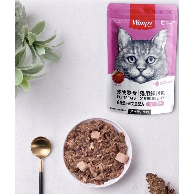 COMBO 10 GÓI PATE CHO MÈO WANPY GÓI 80G MIX VỊ 7