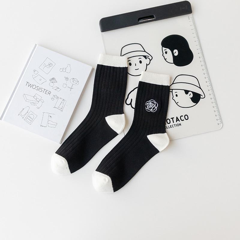 Tất Vớ cổ cao chất dày dặn,thêu Logo Hoa Hồng, hàng xịn loại 1 Nhung 6