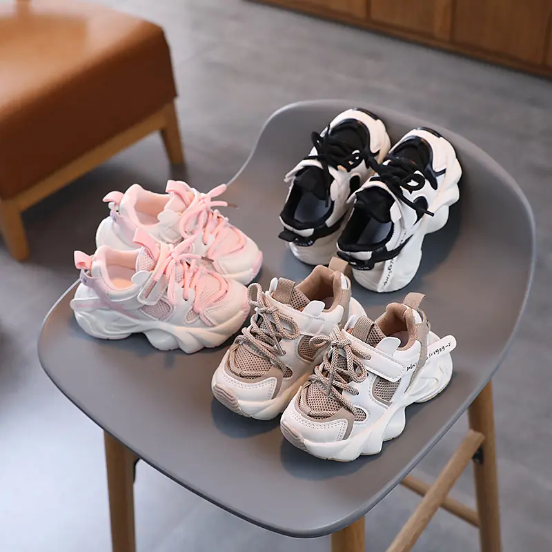 Spring new children's sports shoes with breathable mesh for babies to learn walking and running shoes for boys and girls, dad shoes