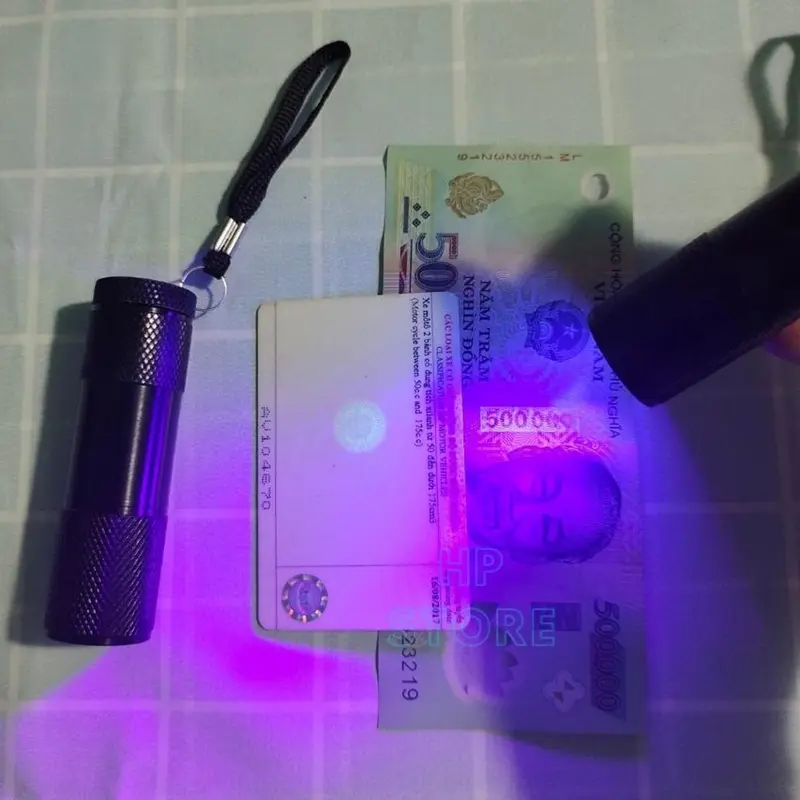 Đèn soi tiền giả, đèn LED UV 9 bóng, đèn soi giấy tờ, cà vẹt, bằng lái xe, vé số, sấy keo [TẶNG KÈM PIN] Mobile 2