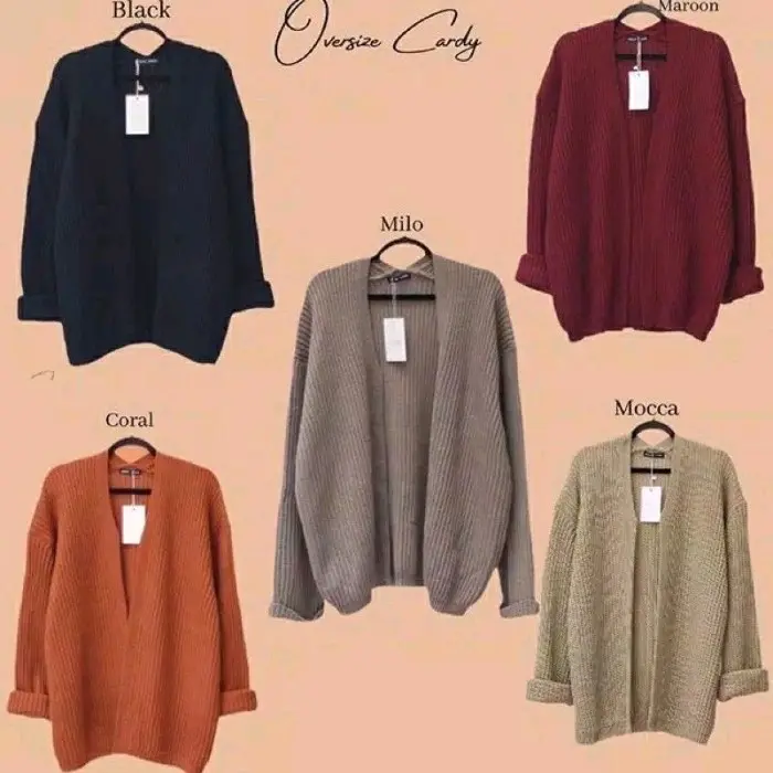 cardi knit sweater rajut breska Baju Panjang Nyaman Knitwear Cardigan Tebal Kancing Outer burgundi L