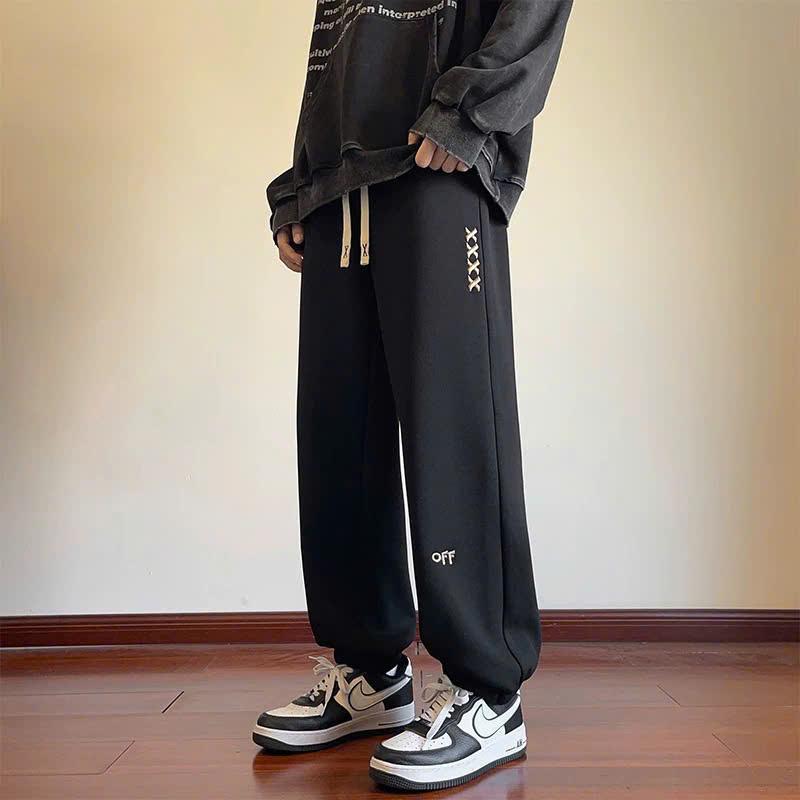 Quần Ống Rộng Dáng Suông - Quần Jogger Thể Thao Nam Nữ Thêu Hoạ Tiết Chất Liệu Vải Nỉ Bông Dày Dặn Sport