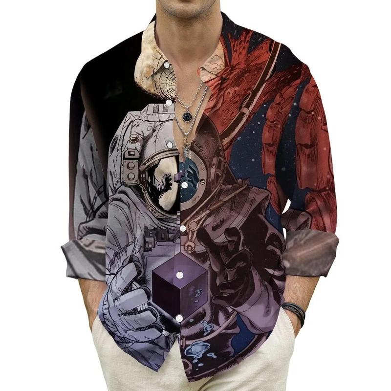Men's Vintage Animal Print Long Sleeve Shirt 2023 Fashion Design Luxury Long Sleeve Tops Men's Four Seasons Button Lapel Shirt Menswear Lingerie 6