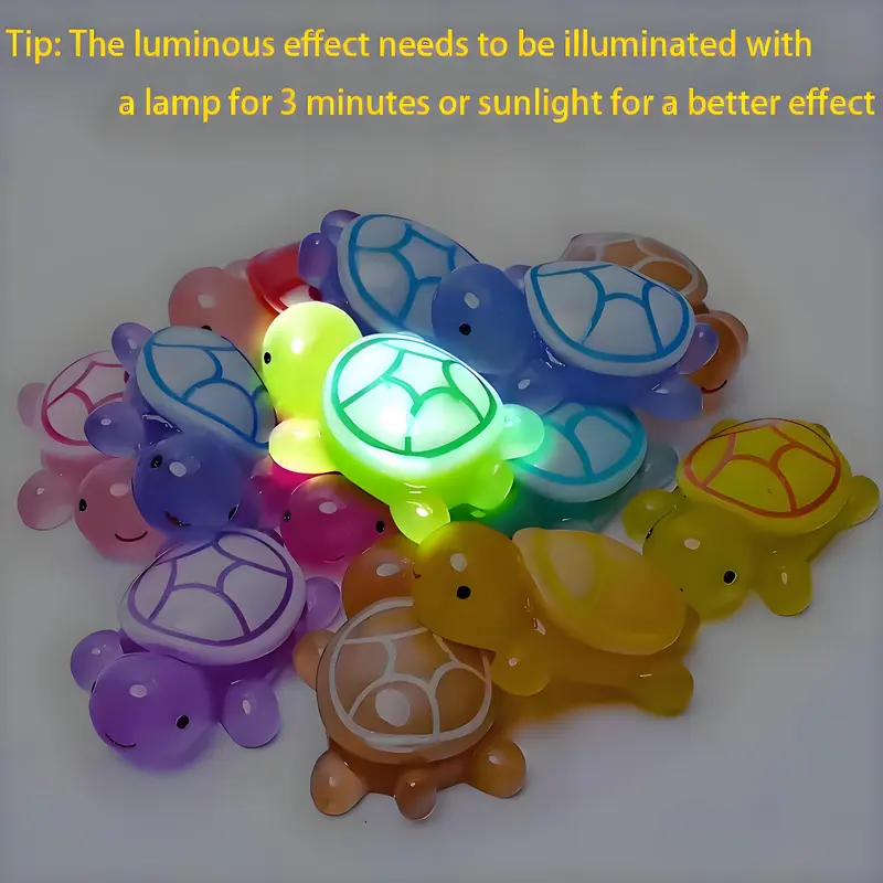3D Turtle Design Glowing Night Light Resin Party Gift, 30pcs/set Cute Turtle Party Gift, Universal Holiday Decoration, No Need for Electric Night Light Crafts Decoration 4