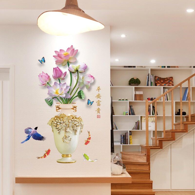 Product Introduction of Decal dán tường, Tranh dán tường bình hoa 3D trang trí phòng khách phòng ngủ cầu thang AD06 66