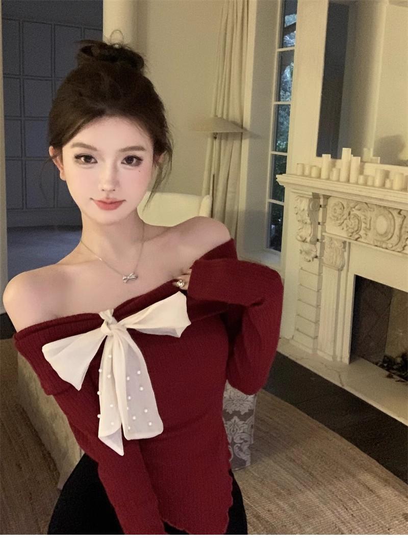 Product Introduction of Trang Phục Mùa Đông Cho Nữ, Kiểu Trễ Vai, Dài Tay, Áo Phông, Hoàn Hảo Cho Năm Mới 10