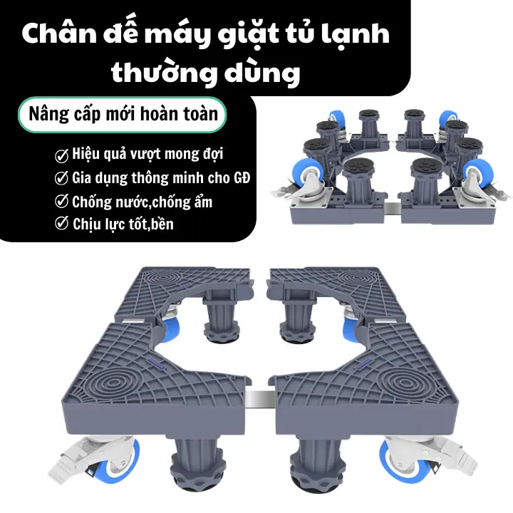 Chân đế kê tủ lạnh  Chân máy giặt 8 trụ đứng 4 bánh Tuỳ chỉnh độ cao Linh hoạt kích cỡ di chuyển dễ Lily's decor house 0