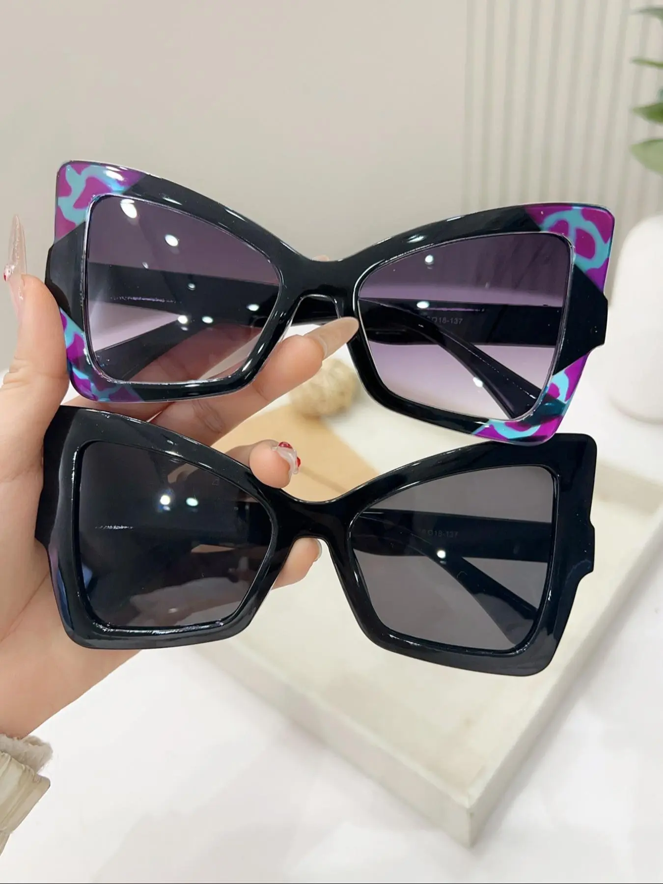 Women's Fashionable Colorblock Sunglasses, Trendy Casual Sunglasses for Everyday Use, Fashion Accessories for Outdoor Activities