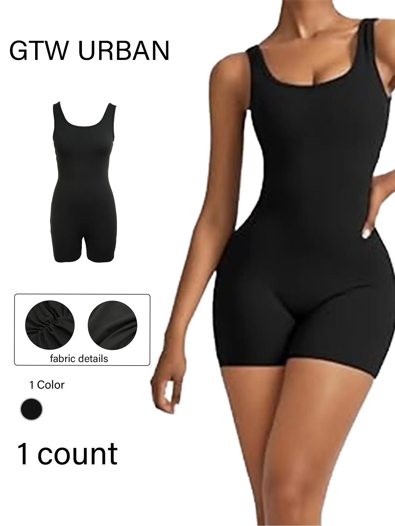 Women's Solid Color Racer Back Tank Romper, Casual Comfy Sleeveless Romper for Summer, Ladies Clothes for Daily Wear