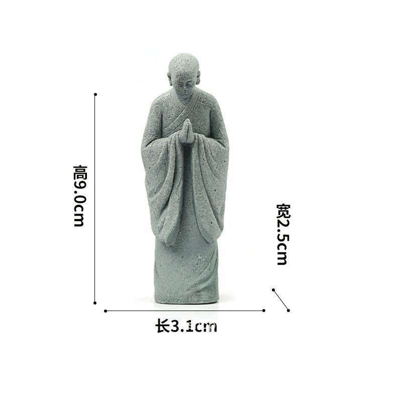 Tượng Tôn Ngộ Không, Sư Quét Lá, Sư Thiền Bái Đá Sa Thạch Trang Trí Tiểu Cảnh, Bonsai, Bàn Trà Decor Decor Phòng Đồng 7