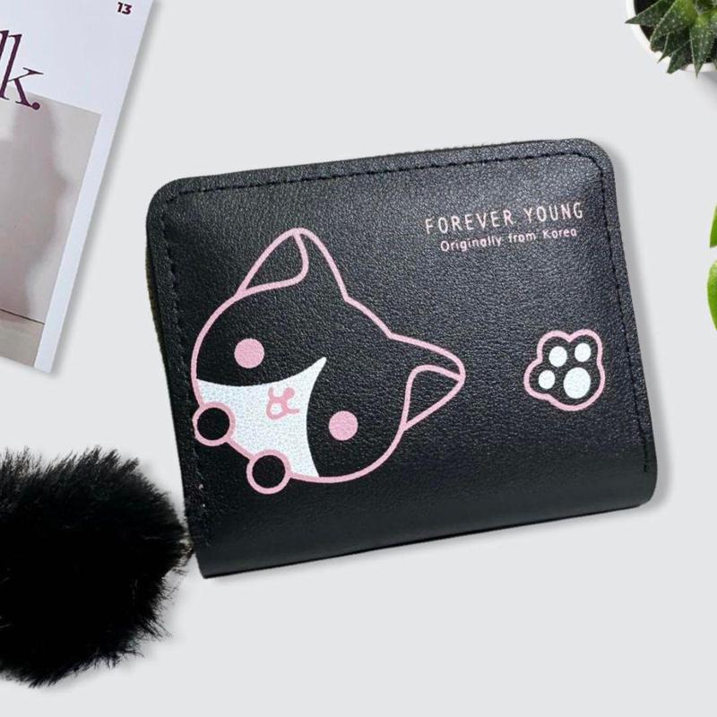 Product Introduction of 【PANDA BAG】New Women's Wallet Women's Short Wallet Multifunctional Zipper PU Leather Cute Fashion Wallet Women's Wallet with Fur Ball Puppy Print WalletFashion#6113 16