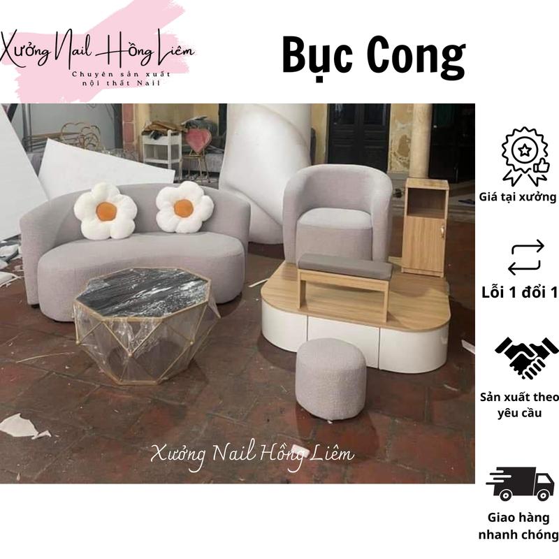 Bục Nail đơn cong gỗ mdf phủ melamin [Xưởng Nail Hồng Liêm] Vững chắc Ngăn kéo Đã lắp ráp 5