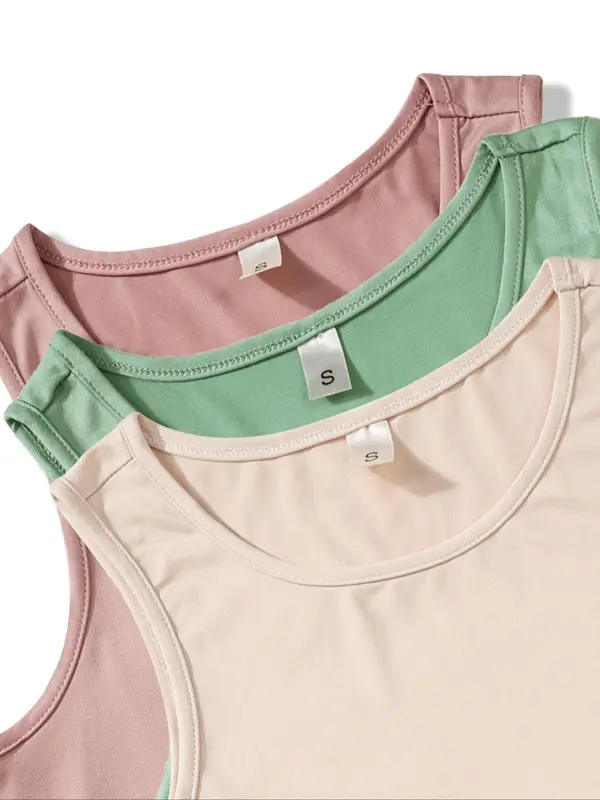 Women's Solid Round Neck Loungewear Set, Casual Tank Top & Elastic Waist Shorts Set, Women's Sleepwear for All Seasons, Summer Outfits 2024, Homewear 4