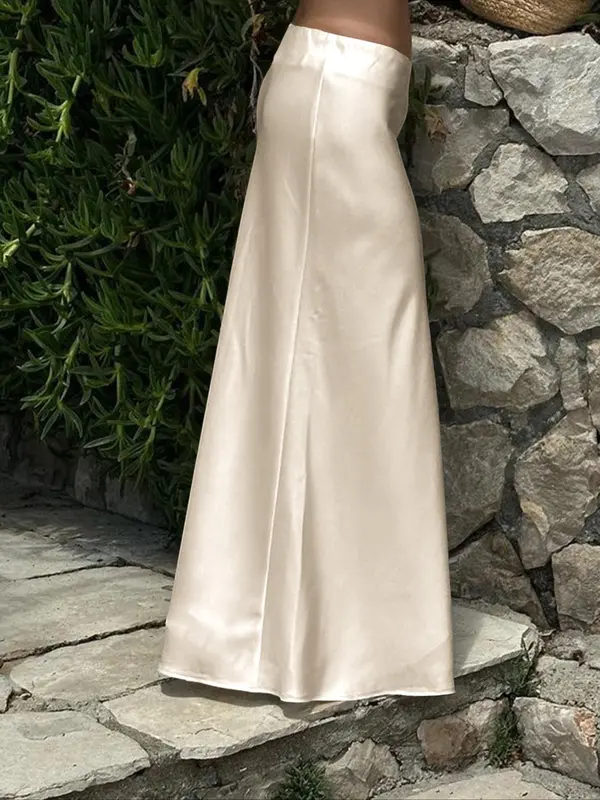Women's Solid Color Skirt, Elegant Fashion   Skirt for Party Dating Wear, Ladies Bottoms for All Seasons 1