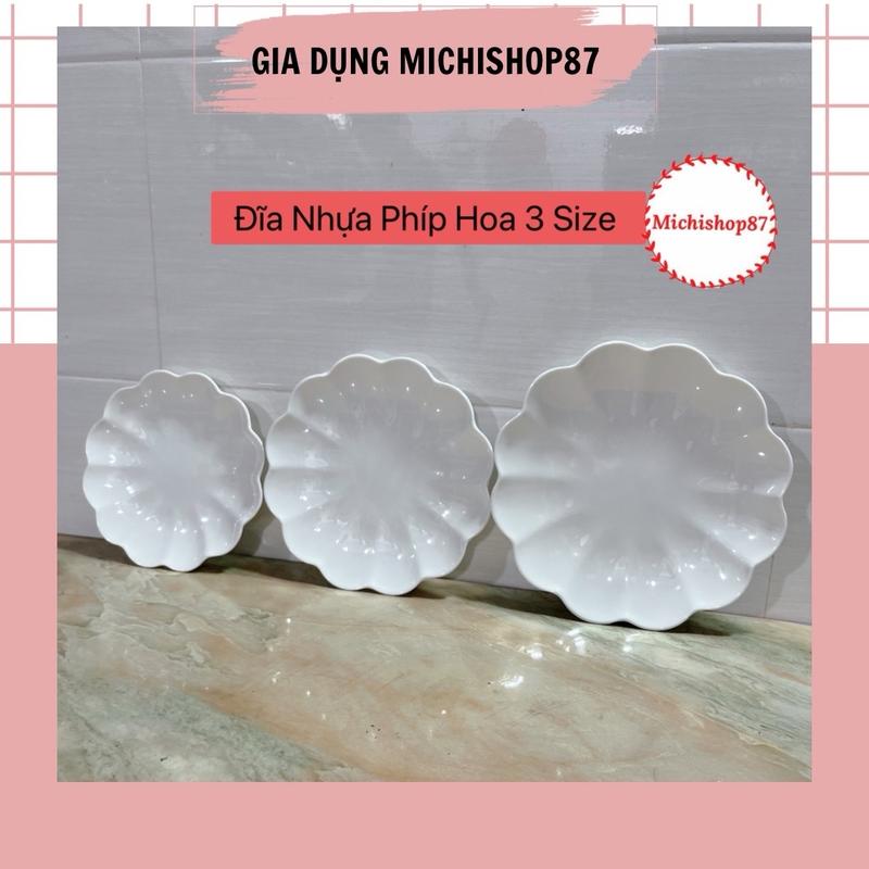 Đĩa Nhựa Phíp Hoa 3 Size Nhựa Melamine Siêu Dày Dặn Để Hoa Quả, Đồ Ăn Sang Trọng