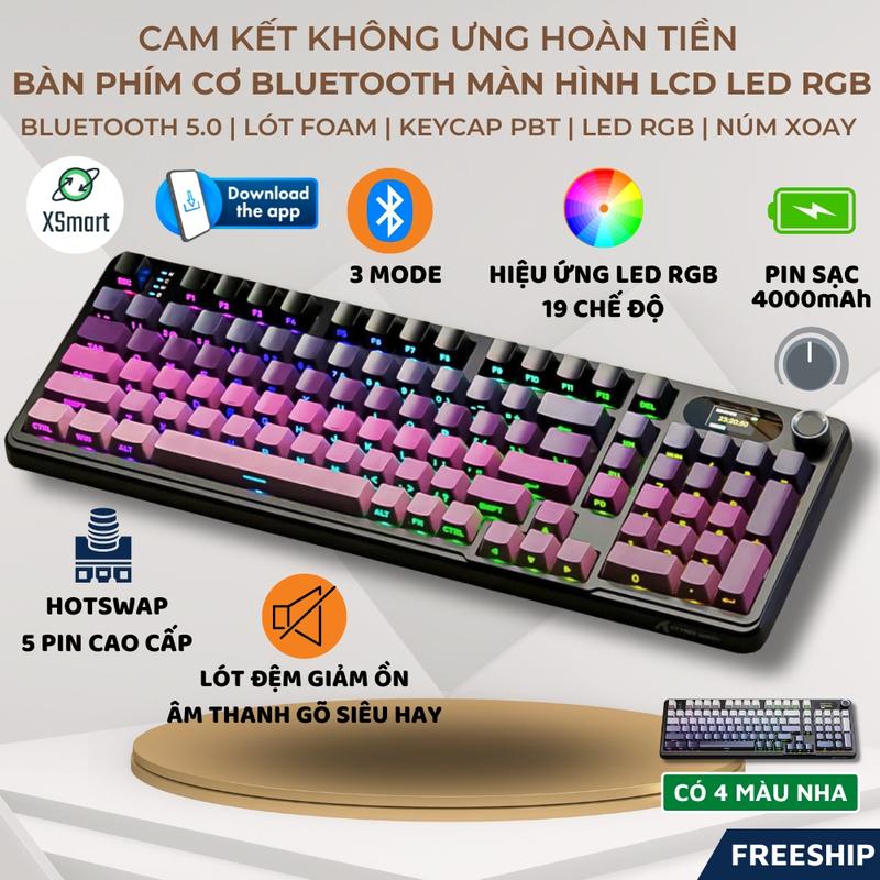 Bàn Phím Cơ Bluetooth Attack Shark X98 PRO MAX Có Màn Hình LED RGB 3 Mode cho máy tính laptop pc
