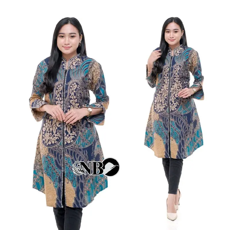 Couple atasan batik motif cap toska size standart dan jumbo Katun Seragam 4