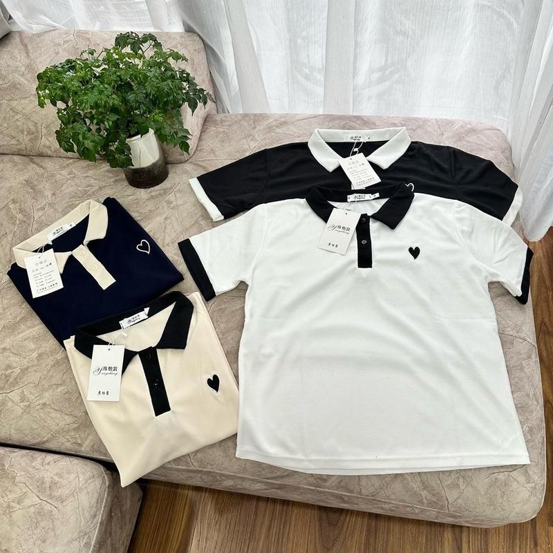Áo Polo Women Chất Tổ Ong 2 Da Cao Cấp Thấm Hút Mồ Hôi Thêu Tim, Thêu Mèo, Thêu Cupid, Thêu Thỏ 2