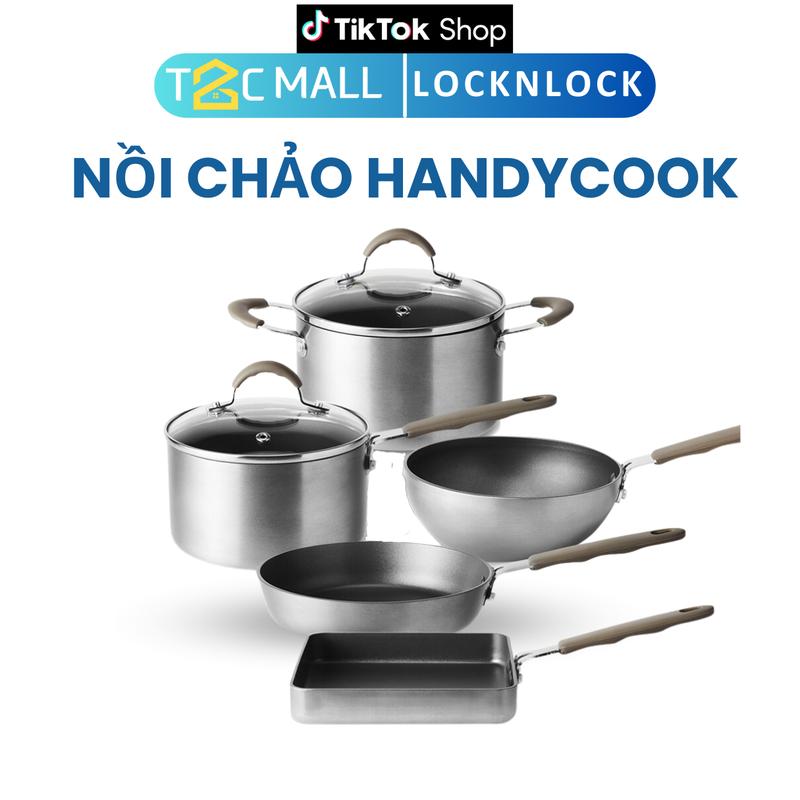 Nồi chảo LocknLock nhôm chống dính mini Handycook nhiều size Không Dùng Cho Bếp Từ, nhỏ gọn nấu ăn cho 1 người, nấu cháo ,nấu bột, nấu đồ ăn dặm cho bé LHD1141+LHD1142+LHD1146+LHD1163+LHD1165 Hàng chính Hãng T2C Mall chaochongdinh