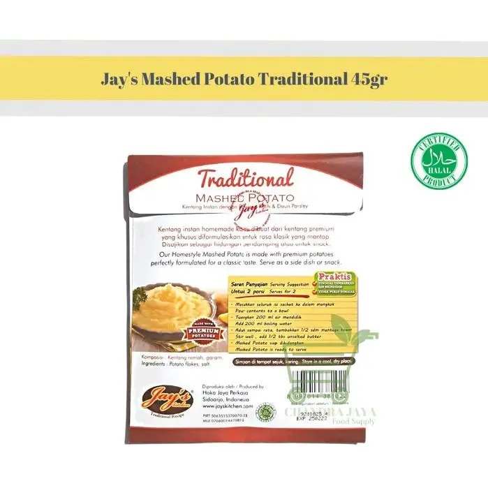 Jays Mashed Potato Traditional 45gr Kentang Instan rasa Tradisional 2