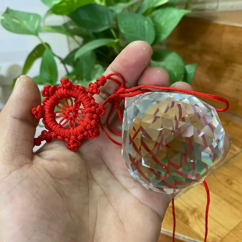 Quả Cầu Treo Thuỷ Tinh Phong Thuỷ Vát Cạnh Size 5cm, 6cm, 8cm Decor Thủy Tinh 0