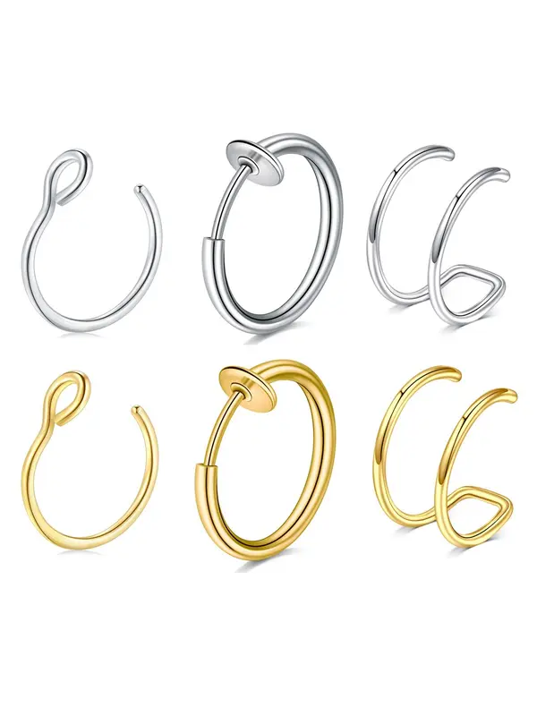 Simple Stainless Steel No Piercing Earring, 2 Pairs Fashionable Earrings for Women & Men for Party, Daily Clothing Decor, Trendy All-match & Exquisite Jewelry for Birthday Gift 3