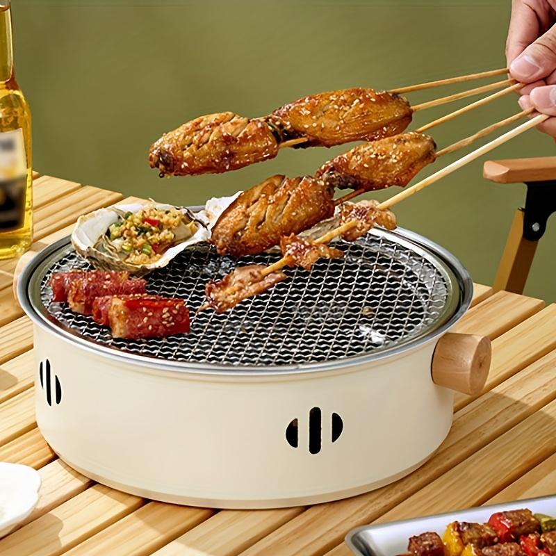Product Introduction of Portable Stainless Steel Barbecue Grill, 1 Set Barbecue Grill with 6 Counts Clips, Household Barbecue Charcoal Grill for Home, Outdoor, Camping 4