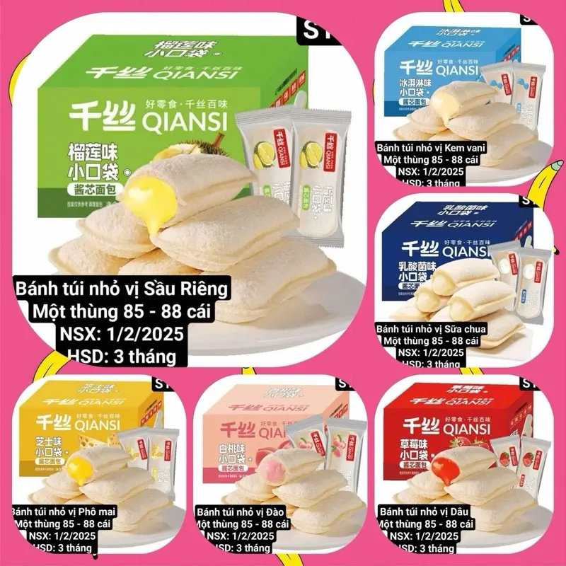 Bánh Sữa Chua Mix 6 vị 42-85 Chiếc Ăn Vặt Carrot Food - Cake, Nho, Snack Phô mai, Sầu riêng, Vani